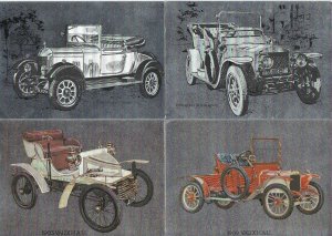 Lot of 4 novelty postcards automobiles classic cars Rolls Silver Ghost Vauxhall 