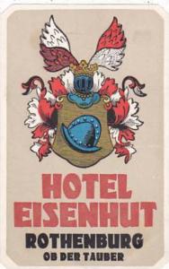 GERMANY ROTHENBURG HOTEL EISENHUT VINTAGE LUGGAGE LABEL