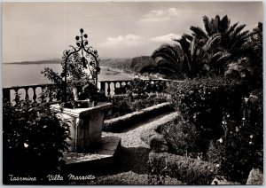 Taormina Villa Marroto Garden Palms Ocean View Real Photo RPPC Postcard