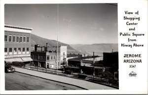 Real Photo Postcard Shopping Center and Public Square in Jerome, Arizona~1804