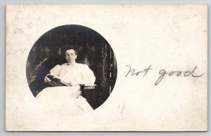 Rochelle IL Edwardian Woman With Book Taylor Family Copenhagen NY Postcard S28