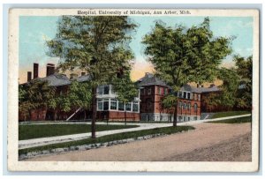 1923 Hospital University Michigan Exterior Building Ann Arbor Michigan Postcard