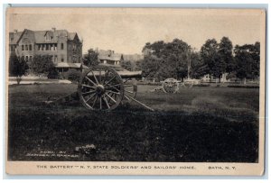 1913 Cannon The Battery NY State Soldiers and Sailors Home Bath NY Postcard