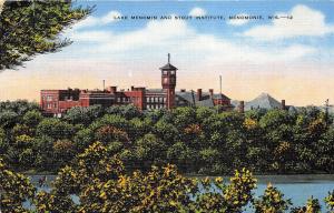 Menomonie Wisconsin 1940s Postcard Lake Menomin and Stout Institute