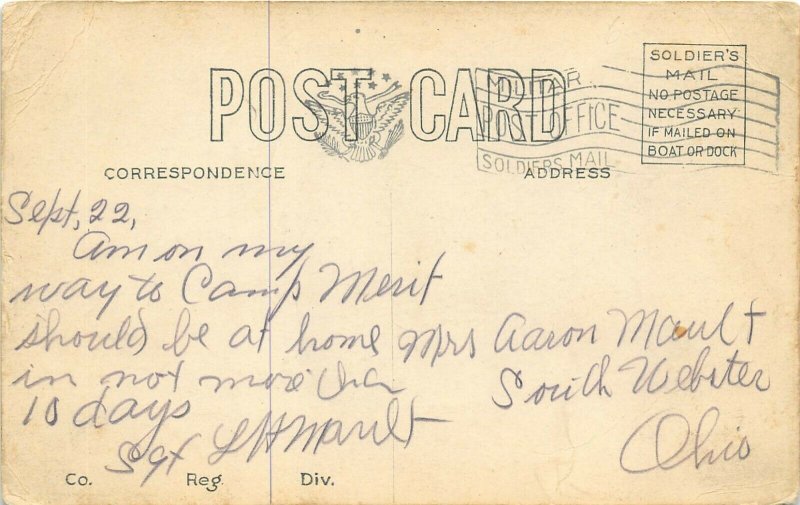 SS President Grant Steamship WWI Postcard Jewish Welfare Board Soldiers Mail