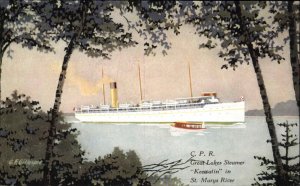 Steamship Boats, Ships Keewatin CPR Great Lakes Steamer c1900s-20s Postcard