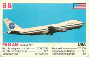 Super Trumph 6x9cm airlines plane revue trade card 8B PAN AM USA BOEING 747