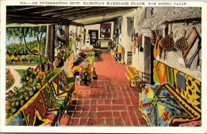 Vtg 1920's Ramona's Marriage Place San Diego California CA Antique Postcard