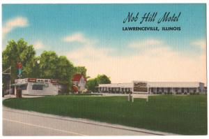 LAWRENCEVILLE ILLINOIS NOB HILL MOTEL U.S HWY 50 c1960s LINEN POSTCARD