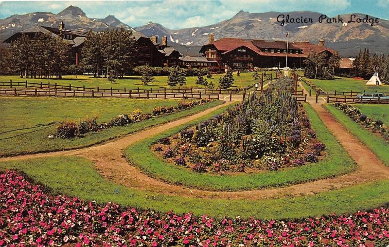 East Glacier Park Montana~Glacier Park Lodge~Beautiful Flower Gardens~Teepee~70s