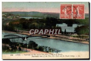 Old Postcard Lyon Panorama Park Tete d'Or and the Loop Bridge