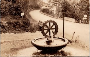 RPPC Postcard OR Rotary Wheel Fountain on Columbia River Highway 1923 S114