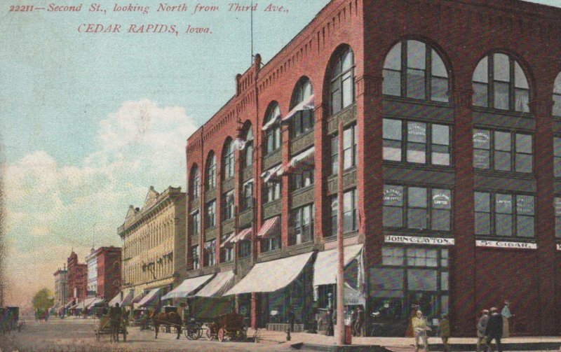 Postcard Second St Looking North From Third Ave Cedar Rapids Iowa IA