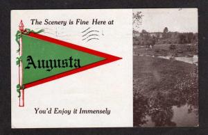 ME Pennant Banner AUGUSTA MAINE Postcard PC