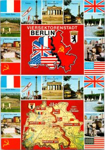 Lot of 2 Germany Map East West Berlin Wall Postcards 1986 1989 Cold War era 
