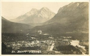 RPPC Postcard 51. Air View Banff Village, Alberta Canada, CPR Byron Harmon Photo