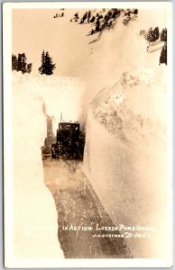 1942 Snow Plow Winter Storm Lassen Park California CA Real Photo RPPC Postcard