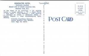 Edgewater Hotel Atlantic City New Jersey Dual View Postcard Interior SC Avenue 