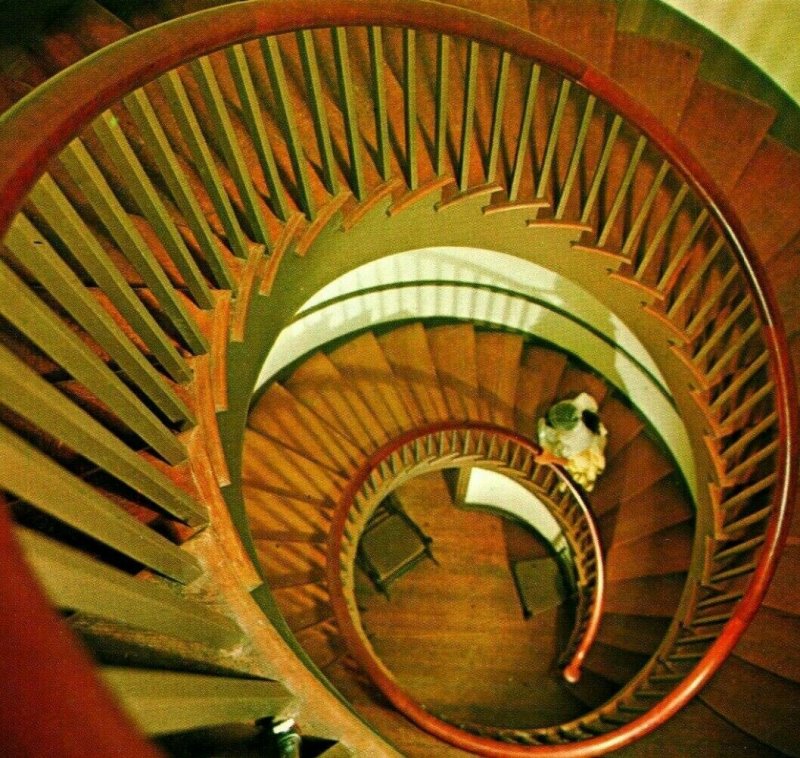 Pleasant HilL KY Trustee's Office Spiral Staircase UNP Vtg Chrome Postcard