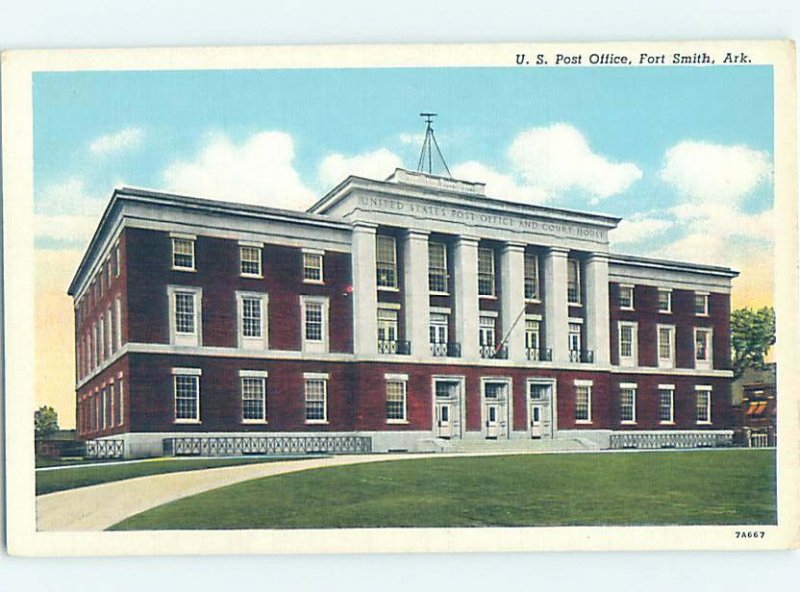 Linen POST OFFICE SCENE Fort Smith Arkansas AR AF1014