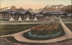 Glacier National Park Hotel Tepees c1920 Hand Colored Postcard