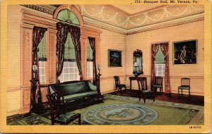 Banquet Hall Mount Vernon Virginia George Washington President Interior Postcard 