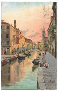 Italy Venice 1908 Rio Girardini Gondola Signed Menegazzi