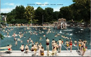 Municipal Swimming Pool Salina Kansas Postcard RPPC Colorized 1930s Unposted