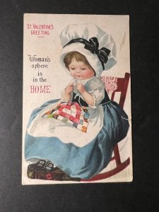 Mint USA Postcard St Valentines Day Greeting Ellen Clapsaddle Womans Sphere Home