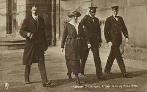 denmark, King, Queen, Crown Prince & Prince Knud (1920s) Royalty RPPC Postcard
