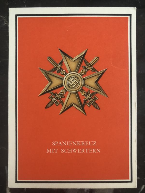 Mint Germany Patriotic Postcard Spain Cross with Swords