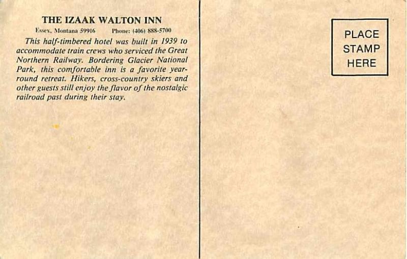 The Izaak Walton Inn Essex Montana MT Advertising Postcard