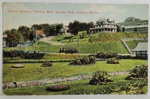 Chester West Virginia Sunken Gardens Terrace Rock Springs Park Postcard T6