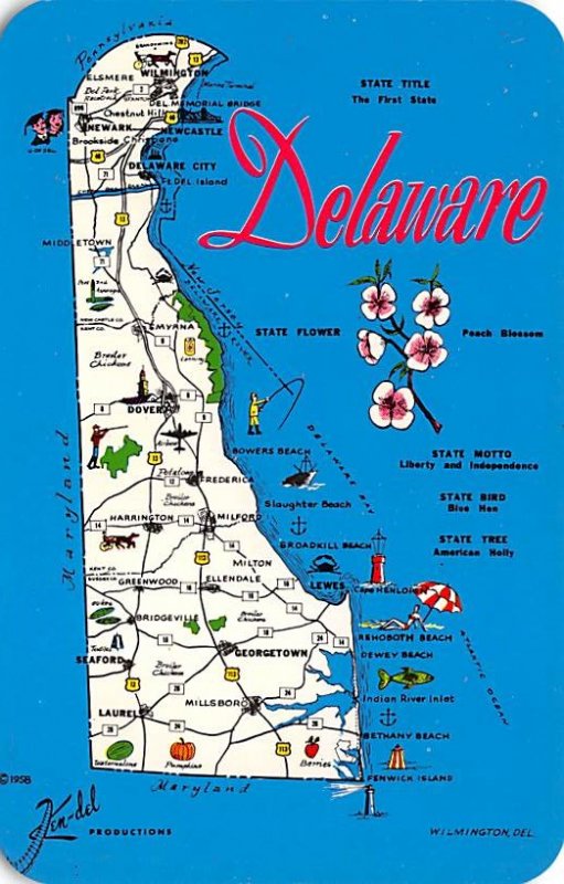 Maps Delaware USA Unused