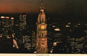 Postcard Bicentennial City Night Jewel-Like Panorama Philadelphia Pennsylvania