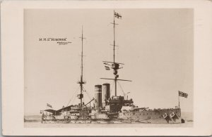 HMS 'Hibernia' Royal Navy Ship Abrahams & Sons Devonport Real Photo Postcard G71