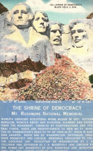 Black Hills South Dakota, The Shrine Of Democracy Mt. Rushmore Vintage Postcard