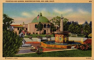 California San Jose Rosicrucian Park Fountain and Garden Curteich