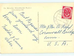 Vintage Post Card Ev Kirche Altenheim Baden Altenheim Church  # 3718