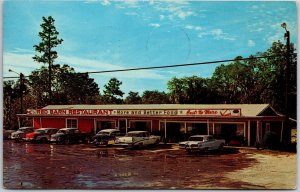 1962 Red Barn Restaurant South of Lake City Florida More & Better Food Postcard