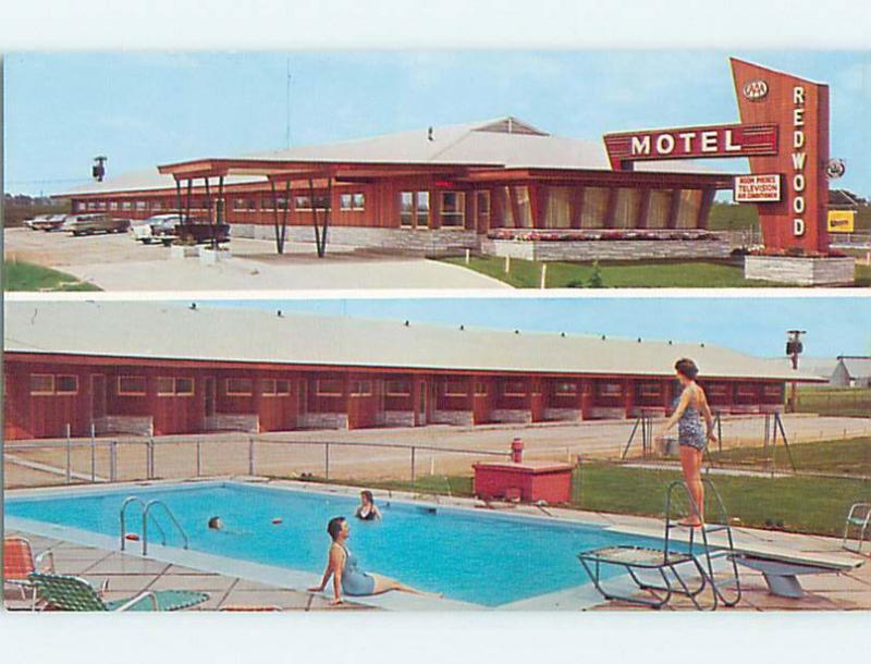 Unused Pre-1980 BATHING BEAUTY AT REDWOOD MOTEL Jefferson Iowa IA u6258-14