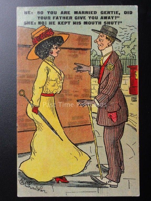 E.Chandler: Comic Postcard SO YOU ARE MARRIED GERTIE?.... c1908