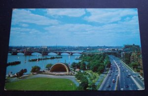 UNUSED PC  HATCH MUSIC SHELL, CHARLES RIVER BASIN, BTW BOSTON & CAMBRIDGE, MASS.