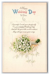 Orchid Flower Bouquet A Happy Wedding Day Embossed UNP Unused Postcard W22