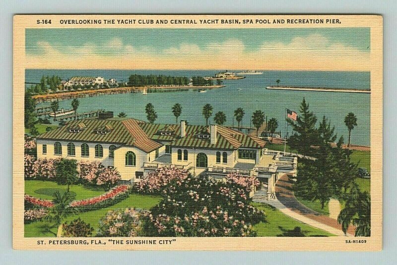 Yacht Club Basin Spa Pool Recreational Pier St Petersburg Florida FL Postcard 