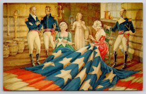 Patriotic Placing The Stars Based On Makall's Painting Advertising Postcard AA3