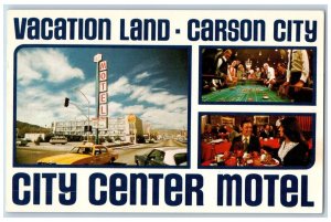 c1950's City Center Motel & Restaurant Vacation Land Carson City Nevada Postcard