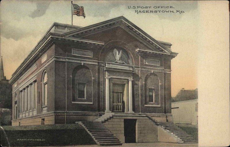 Hagerstown Maryland MD U.S. Post Office c1910 Vintage Postcard