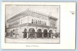 Venice California CA Postcard Bank Venice Building Balloon Route Excursion 1905