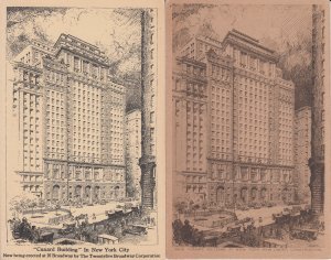 United States New York City Cunard Building on Broadway unit of 2 old postcards